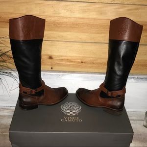 Vince Camuto Black/whiskey Vo-Flavian boots 7.5